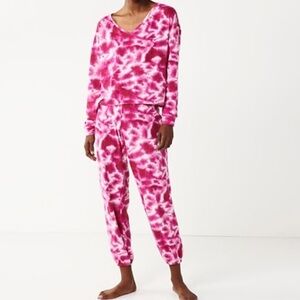 2 piece SO Long Sleeve Pajama Top & Pants Set tie dye size Medium